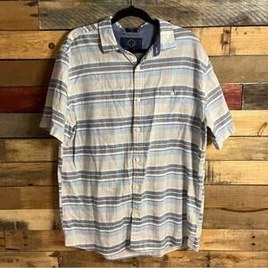 Even Tide Slim Fit Stripe Button Down Short‎ Sleeve Shirt Size XL